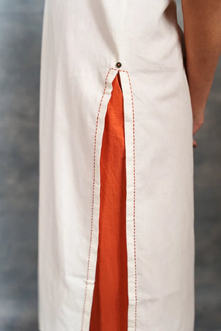 White spaghetti - Handwoven long slit dress