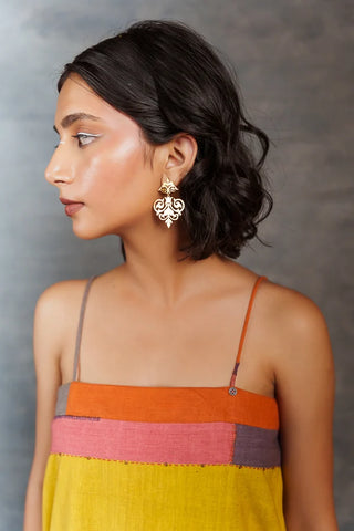 Yellow spaghetti - Handwoven long slit dress