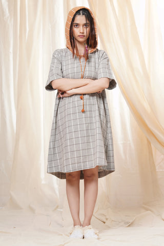 Organic Cotton Relaxed Fit Grey Hoodie Dress