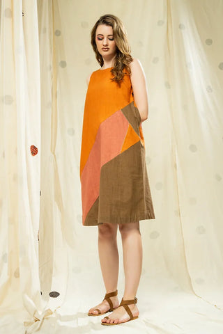 Color Blocked Earth-Conscious Sleeveless Dress