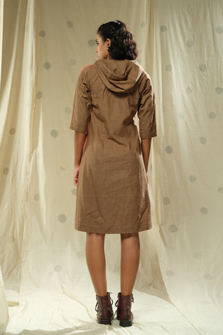 Hand Crafted - Organic Khadi Natural Fiber Hoodie Dress