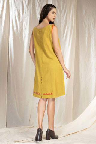 Khadi Cascade - Handmade Relaxed Fit Mid-Length Dress