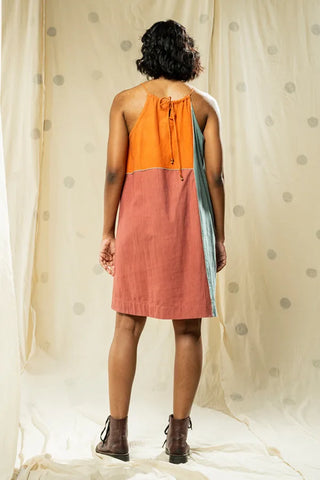 Soft Neutrals-Color Blocked Sleeveless Dress