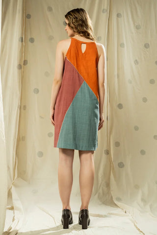 Soft Neutrals- Color Blocked Sleeveless Dress