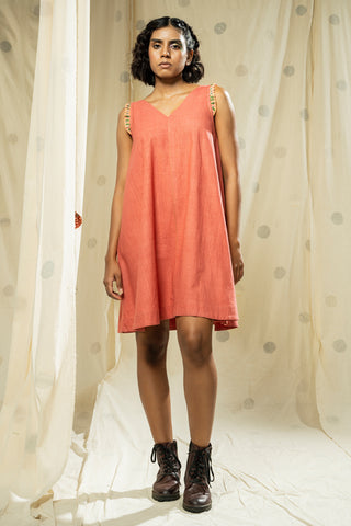 Hand Woven - Organic V-Neck Sleeveless Pleated Dress