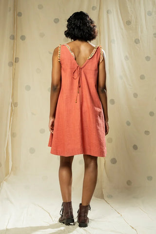 Khadi Cascade-Flowy Pleated V-Neck Dress