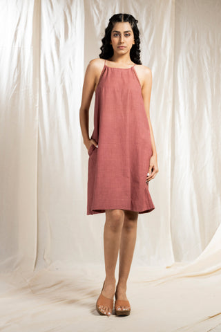 Hand Woven - Hand Spun Dusty Pink Spaghetti Dress