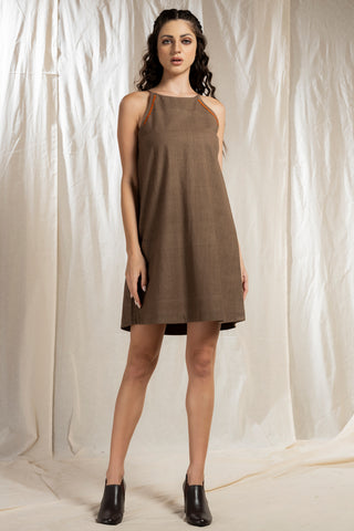 Hand Woven - Hand Spun Bronze Spaghetti Dress