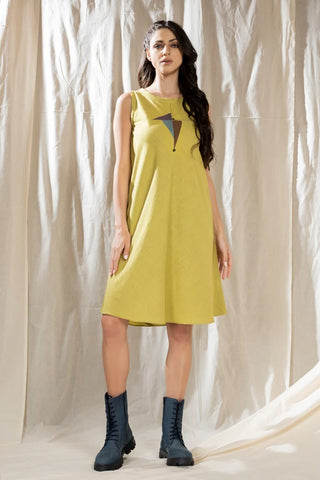 Triangular Tales-Lime Knee Length Dress