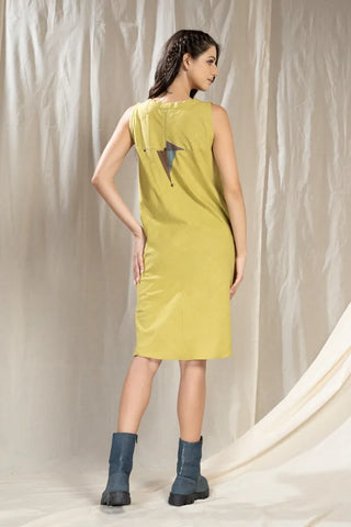 Triangular Tales-Lime Knee Length Dress