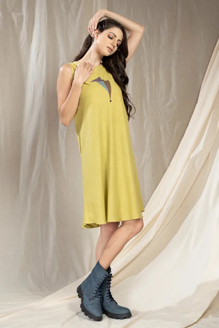 Triangular Tales-Lime Knee Length Dress
