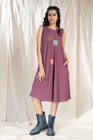 Hand Woven - Hand Spun Applique Knee Length Dress