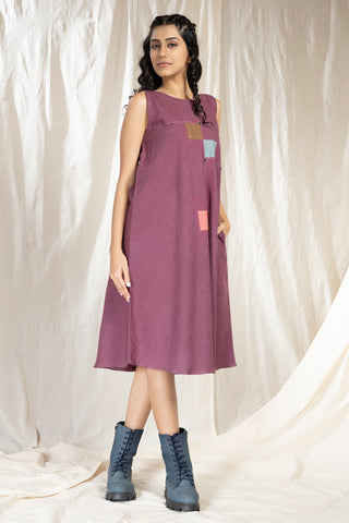 Hand Woven - Hand Spun Applique Knee Length Dress