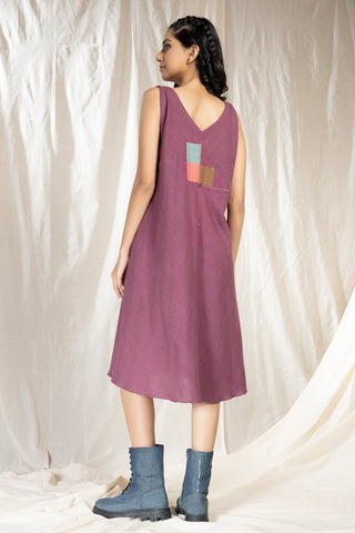 Hand Woven - Hand Spun Applique Knee Length Dress