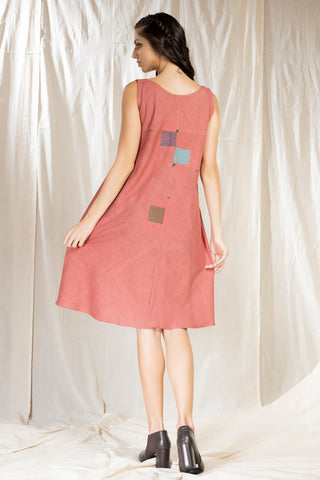 Hand Woven - Hand Spun Applique Knee Length Dress