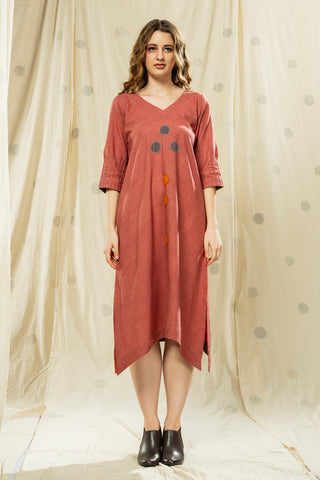 Polka Pops- Conservative High-Low Hand Applique Dress