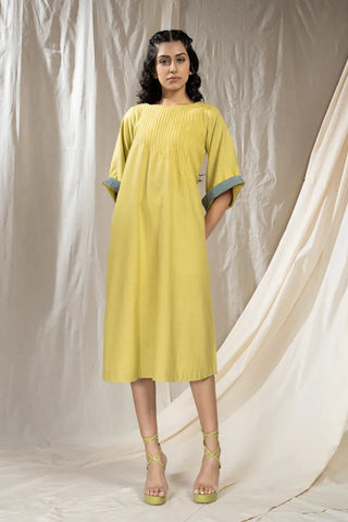 PinTuck Perfection- Lime Asymmetric Dress