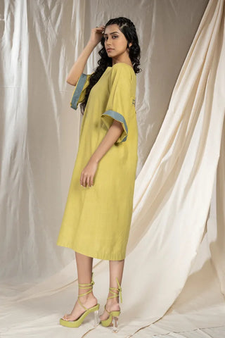 PinTuck Perfection- Lime Asymmetric Dress