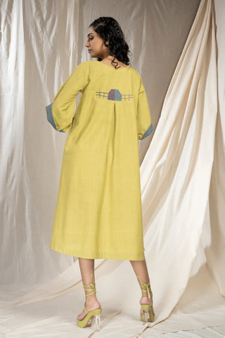 PinTuck Perfection- Lime Asymmetric Dress