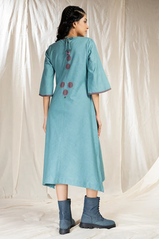 PinTuck Perfection-Teal Organic Asymmetric Dress