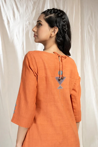 PinTuck Perfection-Orange Asymmetric Dress