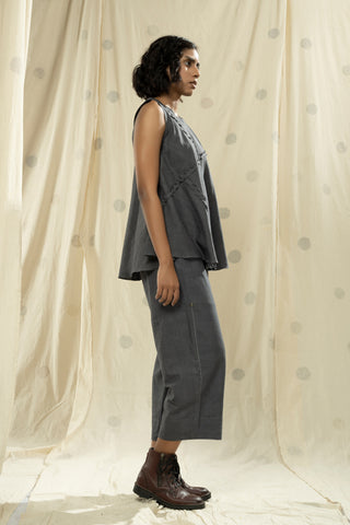 Hand Woven - Hand Spun Organic Khadi Gray Co-ord Set