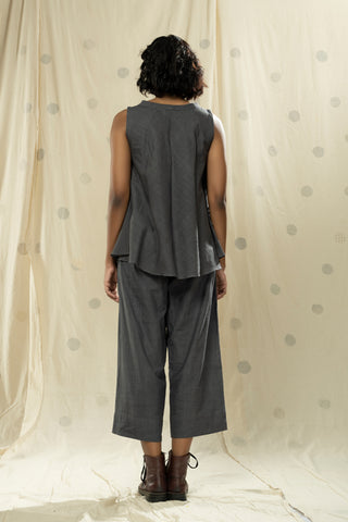 Hand Woven - Hand Spun Organic Khadi Gray Co-ord Set