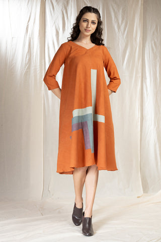 Hand Woven - Hand Spun Organic Khadi Hand Applique Dress