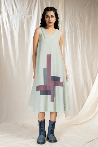 Tonal Blocks - Sleeveless Khadi Dress