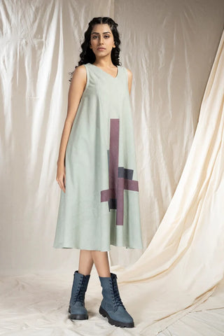 Tonal Blocks - Sleeveless Khadi Dress