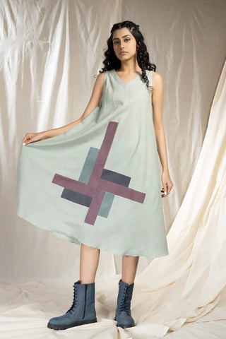 Tonal Blocks - Sleeveless Khadi Dress