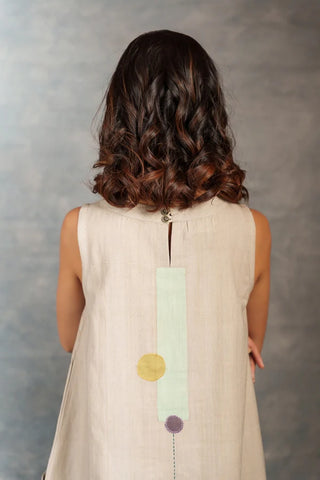 Minimalist Khadi A-Line Dress with Hand Applique