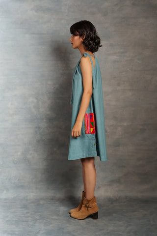 Handwoven Khadi Appliqué Dress – Sustainably Crafted