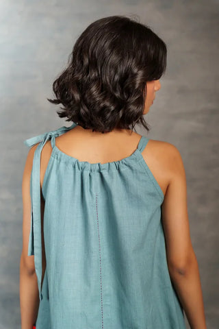 Handwoven Khadi Appliqué Dress – Sustainably Crafted