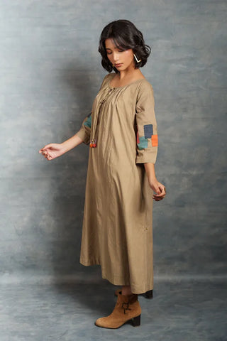 Handwoven Khadi Applique Dress – Ethically Handmade