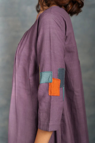 Crafted Calm: Hand-Spun Khadi Dress with Textured Detailing