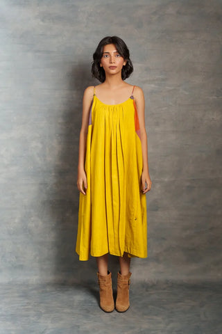 Ray & Hue - Yellow Block Khadi Midi Dress