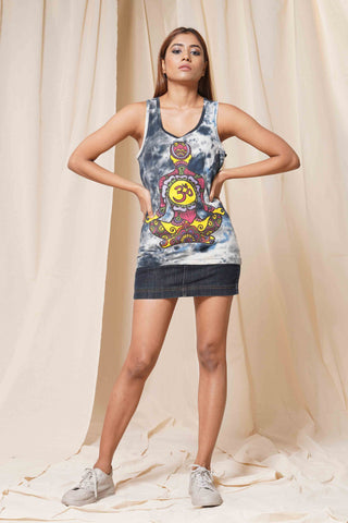 Match My Energy - Tie And Dye Cotton Lycra Short Tank Top