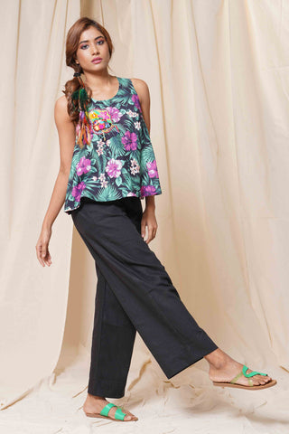 Vibrant  - Hand Embroidered Colorful Short Top