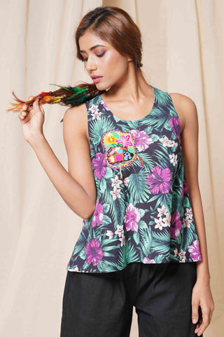 Vibrant  - Hand Embroidered Colorful Short Top