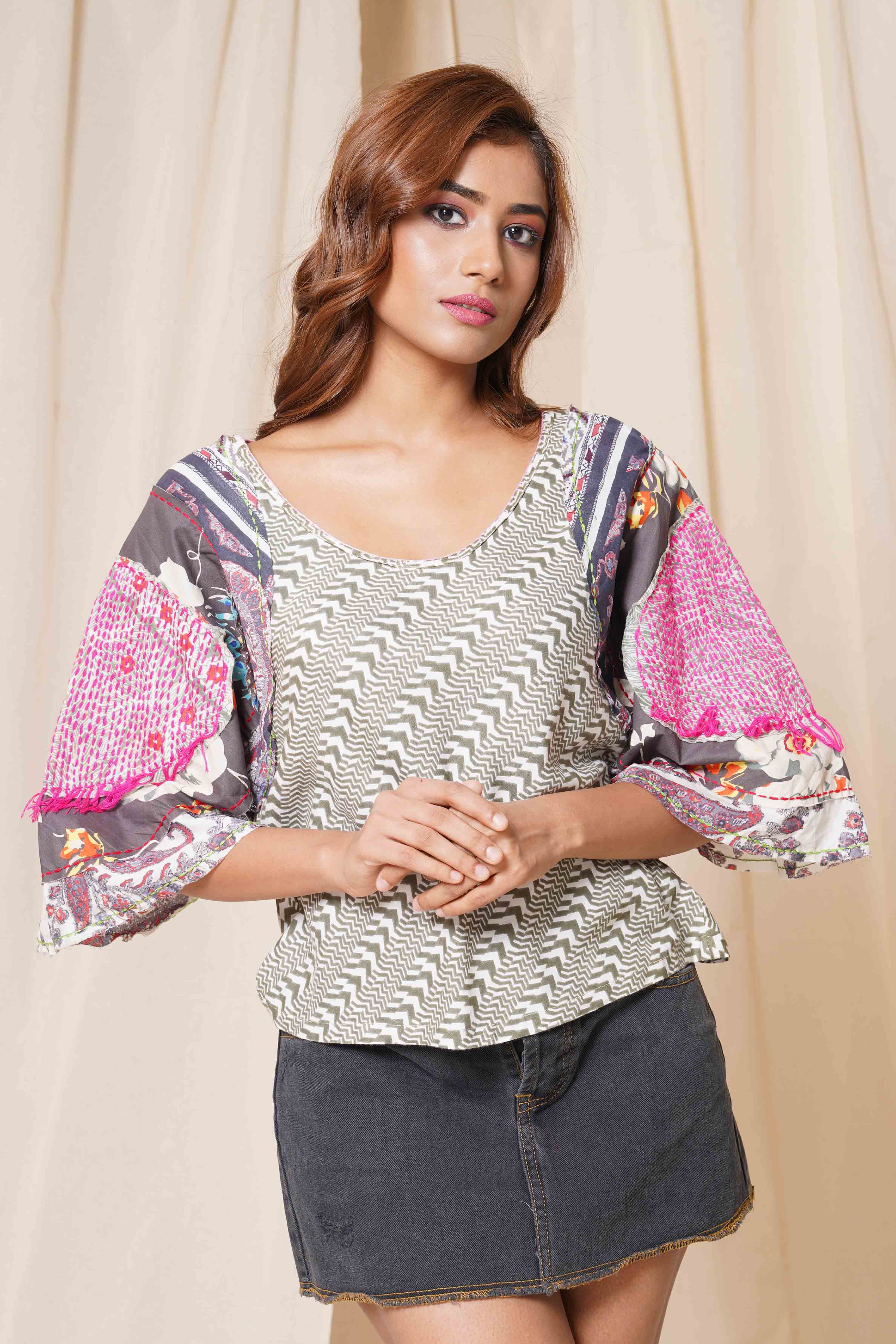Artisan Patchwork Kaleidoscope Short Top